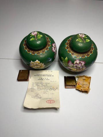 Vaas - cloisonné emaille, Messing, Koper - China (Zonder