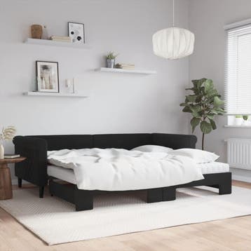 vidaXL Slaapbank onderschuifbed en matrassen 90x200 cm, Verzenden