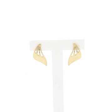 Gouden abstracte oorbellen, Handtassen en Accessoires, Oorbellen, Ophalen of Verzenden, Gebruikt, Goud, Goud