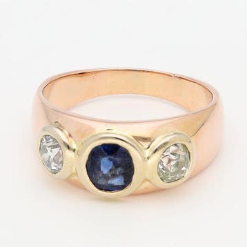 Ring - 18 karaat Geel goud, Roségoud Saffier - Diamant, Nieuw