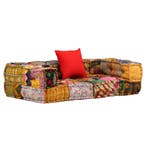 vidaXL Poef tweezits modulair stof patchwork, Huis en Inrichting, Woonaccessoires | Kussens, Verzenden, Nieuw