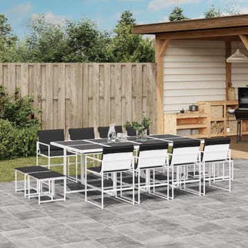 vidaXL 13-delige Tuinset met kussens textileen wit, Tuin en Terras, Verzenden, Nieuw, Tuinset