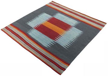 Handgeweven Designer Kelim - Kelim - 124 cm - 123 cm, Nieuw