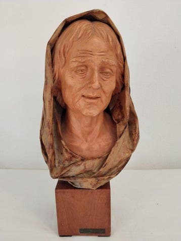 Antonio Malecore (1922 - 2021) - sculptuur, Testa di anziana, Antiquités & Art, Antiquités | Céramique & Poterie