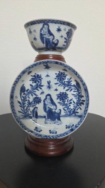 Kop en schotel (2) - Porselein - Zeldzame kop en schotel, Antiek en Kunst