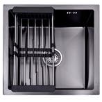 Lendo Online Évier Inox Anthracite 44×44 cm avec Égouttoir