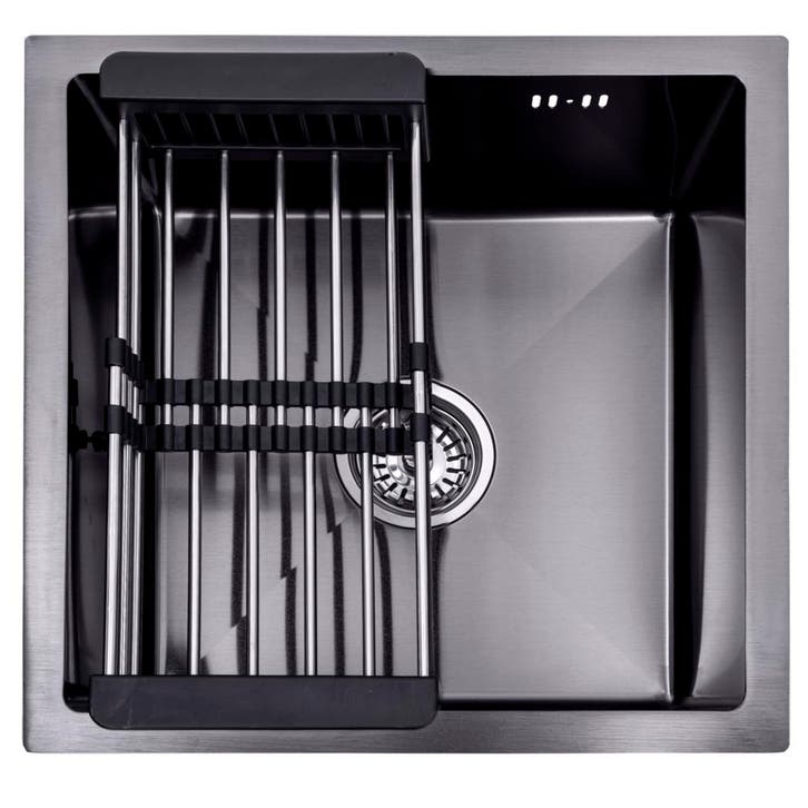 Lendo Online Évier Inox Anthracite 44×44 cm avec Égouttoir, Doe-het-zelf en Bouw, Sanitair
