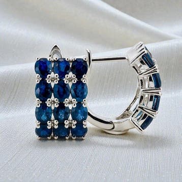 Sans prix de réserve - Boucles doreilles Plaqué or Saphir -, Bijoux, Sacs & Beauté, Boucles d'oreilles