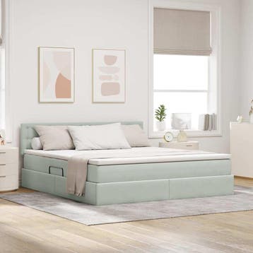 vidaXL Opbergbed met hoofdeinde Lichtgrijs 160 x 200 cm, Huis en Inrichting, Verzenden, Nieuw