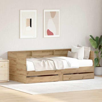 vidaXL Dagbed met lade Artisan Eiken 90 x 200 cm Bewerkt, Verzenden