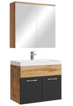 Badkamermeubel Set Montreal 01 60 cm Eiken Mat Zwart, Verzenden, Nieuw