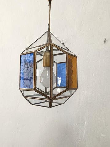 Lamp - Hanglamp in Granada-stijl, lantaarn - Verguld messing