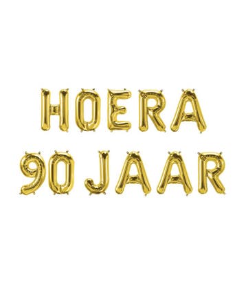 Gouden Ballonnen Set 90 Jaar Hoera 1,9m, Verzenden