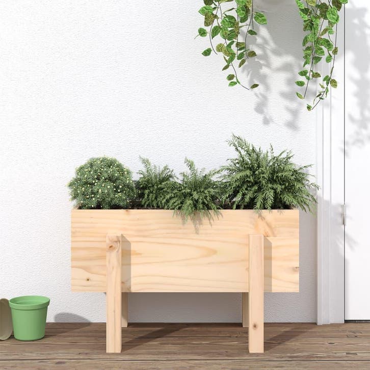 vidaXL Plantenbak 62x30x38 cm massief grenenhout, Tuin en Terras, Bloempotten, Nieuw, Verzenden