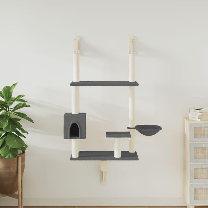 vidaXL Kattenmeubel wandgemonteerd met krabpaal 153 cm, Dieren en Toebehoren, Katten-accessoires, Nieuw, Verzenden