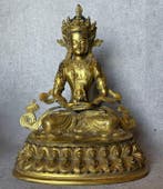 Amitayus — Boeddha van Onmetelijk Leven - Verguld brons -, Antiek en Kunst