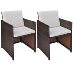 vidaXL Tuinstoelen 2 st met kussens poly rattan bruin, Tuin en Terras, Verzenden, Nieuw