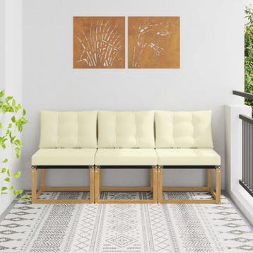 vidaXL 3 st Buiten Midden Sofa Massief acaciahout en, Verzenden, Nieuw