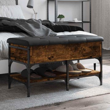 vidaXL Schoenenbank 82x42x45 cm bewerkt hout gerookt, Huis en Inrichting, Verzenden, Nieuw