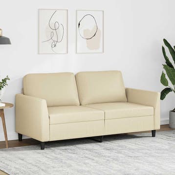 vidaXL Tweezitsbank / zetel 140 cm kunstleer crèmekleurig, Verzenden