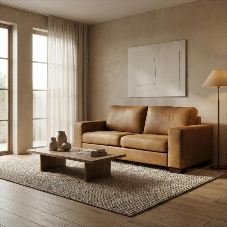 Leren bank Enjoy - 2,5 zits - Kenia Walnut (cognac) - Poten, Huis en Inrichting, Zetels | Zetels, 200 tot 250 cm, 75 tot 100 cm