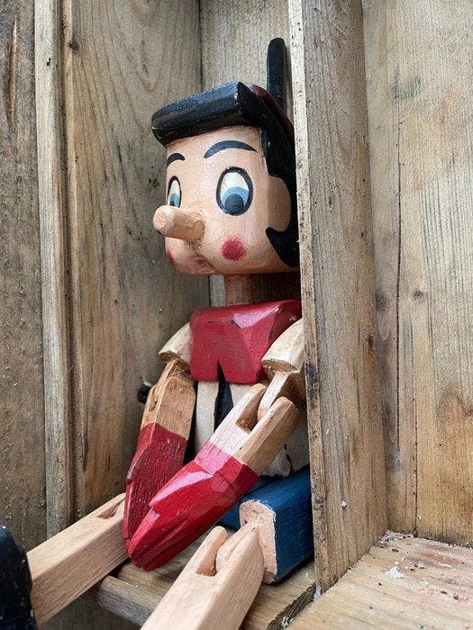 Wooden Pinocchio - Figure - Bois, Antiquités & Art, Art | Objets design
