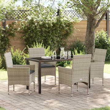 vidaXL Tuin Eettafel Set 5 st Lichtgrijs poly rattan, Tuin en Terras, Verzenden, Nieuw