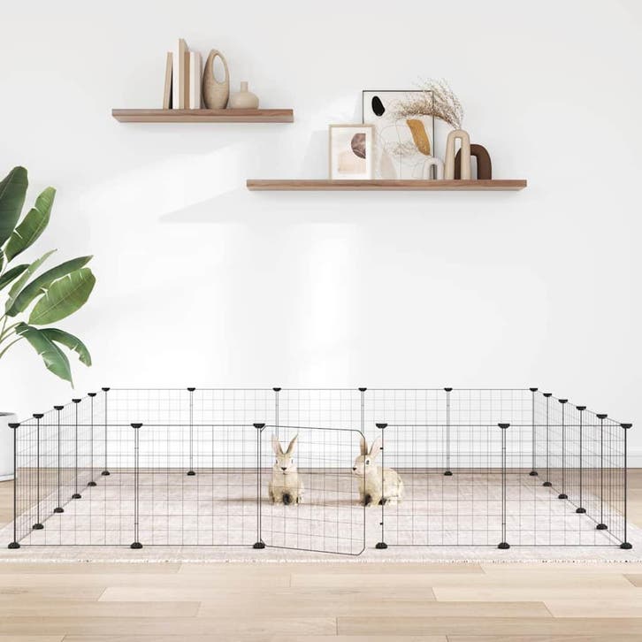 vidaXL Huisdierenkooi met deur 20 panelen 35x35 cm staal, Dieren en Toebehoren, Knaagdieren en Konijnen | Hokken en Kooien, Nieuw