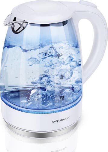 Waterkoker glas - met LED - 1.7L - 2200W - Wit •, Verzenden, Nieuw