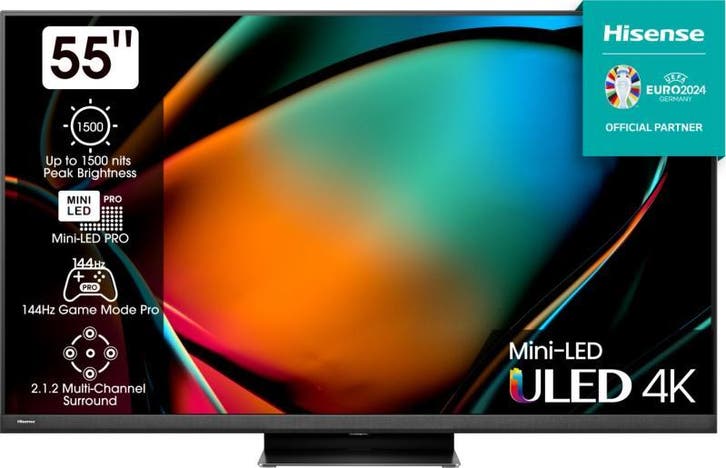 Hisense 55U8KQT - 55 inch 4K UHD Mini LED Smart TV 144Hz, TV, Hi-fi & Vidéo, Télévisions, Enlèvement ou Envoi
