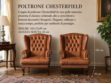 Fauteuil (2) - Leder, Hout