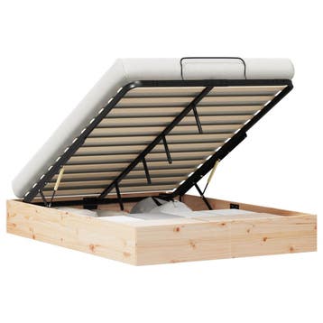 vidaXL Ottoman bedframe met opbergruimte Naturel 150 x 200, Huis en Inrichting, Slaapkamer | Bedden, Verzenden, Nieuw