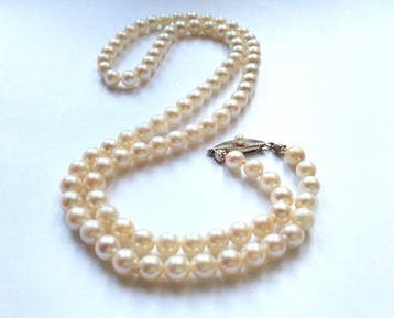 Sans prix de réserve - Collier Or blanc 14 carats - perles, Bijoux, Sacs & Beauté, Colliers