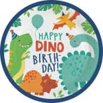 Gekleurde Dino Borden Happy Birthday 23cm 8st, Verzenden, Nieuw