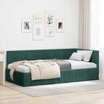 Groen Fluweel Hoekbed 90x200 | Retour Deal | 54% Korting!, Huis en Inrichting, Slaapkamer | Bedden, Eenpersoons, Verzenden, Nieuw