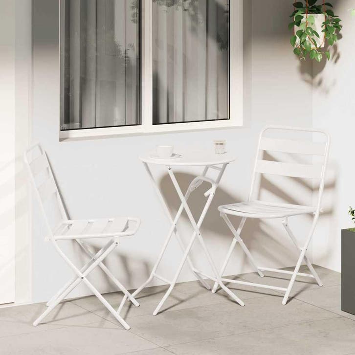 vidaXL Tuin Bistro Set 3 pcs Wit Staal, Jardin & Terrasse, Ensembles de jardin, Envoi