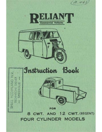 1947 RELIANT 8 CWT | 12 CWT (REGENT) INSTRUCTIEBOEKJE