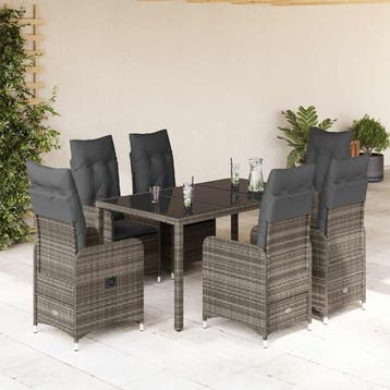 vidaXL 5-delige Bistroset met kussens poly rattan grijs, Verzenden, Nieuw