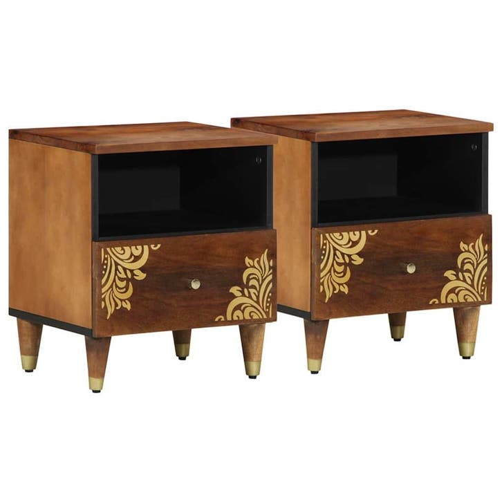vidaXL Nachtkastje 2 st Honing bruin 40 x 33 x 46 cm, Huis en Inrichting, Slaapkamer | Nachtkastjes, Nieuw, Verzenden