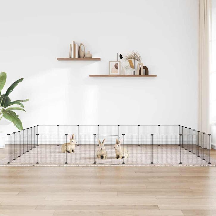 vidaXL Huisdierenkooi met deur 28 panelen 35x35 cm staal, Dieren en Toebehoren, Knaagdieren en Konijnen | Hokken en Kooien, Nieuw