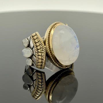 Sans prix de réserve - Bague Argent - Pierre de lune