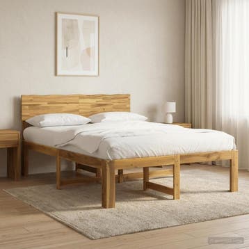 vidaXL Tweepersoonsbed met hoofdbord ROSTOCK Witgewassen 140, Huis en Inrichting, Verzenden, Nieuw