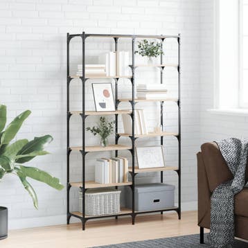vidaXL Boekenrek 100x32x170 cm bewerkt hout en ijzer sonoma, Verzenden