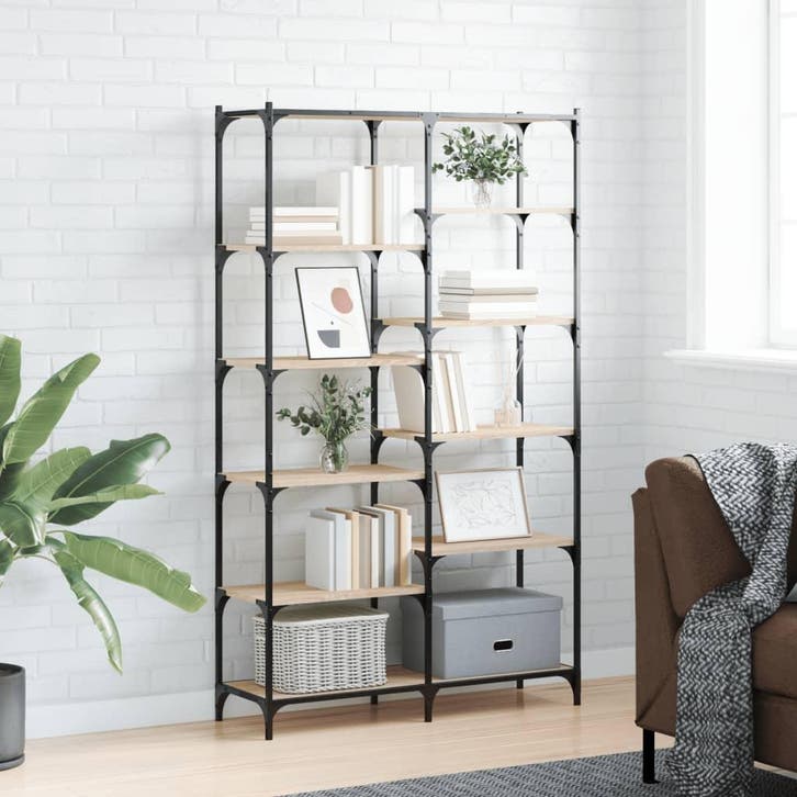 vidaXL Boekenrek 100x32x170 cm bewerkt hout en ijzer sonoma, Maison & Meubles, Armoires | Bibliothèques, Envoi