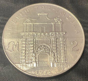 Malta. 2 Maltese Lira 1973 (Zonder minimumprijs)