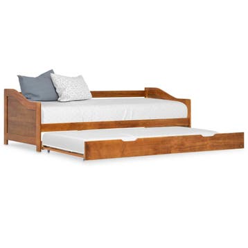vidaXL Bedbank uittrekbaar grenenhout honingbruin 90x200 cm, Verzenden, Nieuw