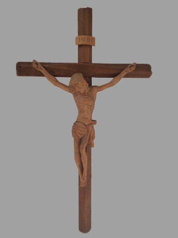 Snijwerk, Altes Holzkreuz mit gekreuzigten Jesus - 50 cm -