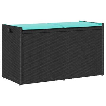 vidaXL Opbergbank met kussen voor buiten 100 cm poly rattan, Verzenden, Nieuw