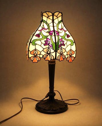 Lamp - glas, glas-in-lood -  Stijl Tiffany, Antiek en Kunst