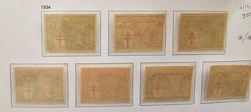 België 1934 - Tuberculose - Ridder (tuberculosekruis in, Gestempeld